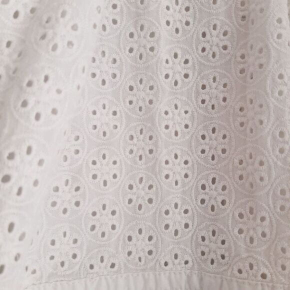 ESPRIT 100% Cotton Floral Eyelet Pleated Knee Length Skirt White Sz 4 - Picture 8 of 15